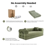 79’’ Folding Convertible Sofa Bed Corduroy Upholstered Boneless Couch, Loveseat Sleeper Floor Sofa for Living Room Bedroom 5
