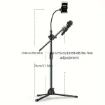 Tripod Boom Microphone Stand With Mic Clip Cell Phone And Microphone Not Included Collapsible And Lightweight,  Arms Adjustable 4