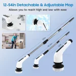 9 in 1 Electric Spin Scrubber Cordless Cleaning Brush Shower Scrubber Adjustable Extension Handle Waterproof For Tub Tile Floor 4