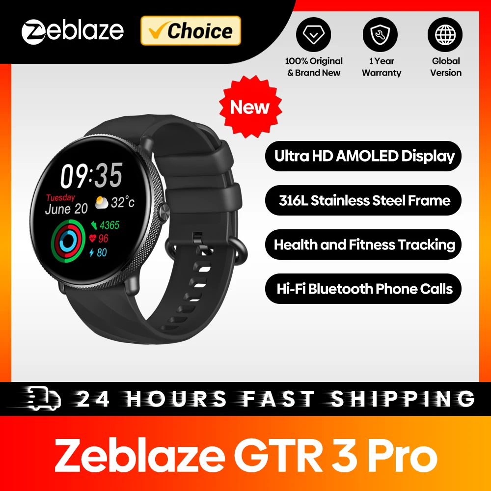 Zeblaze GTR 3 Pro AMOLED Display Make/Answer Phone Calls Smart Watch 316L Stainless Steel Fitness Smartwatch For Men Women Zeblaze GTR 3 Pro AMOLED Display Make/Answer Phone Calls Smart Watch 316L Stainless Steel Fitness Smartwatch For Men Women
