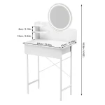 Bedroom Dressing Table 3 Modes Brightness Adjustable Makeup Vanity Desk with LED Lighted Mirror Vanity Table with 1 Drawer 6