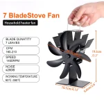 7 Blades Stove Fan Heat Powered Fireplace Fan Log Wood Burner Aluminum Alloy Eco-Fan Quiet Home Warm Efficient Heat Distribution 4
