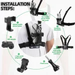 6-in-1 Chest Strap Mount Phone Clip Holder For iPhone Samsung Huawei Smartphones GoPro SJCAM AKASO Insta360 Osmo Action Camera 2