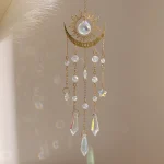 1pc gold flame moon crystal pendant sunlight catcher outdoor garden ab colourful hanging decorations hanging ornaments 5