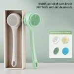 Hot Selling USB Electric Long Handle Silicone Bath Brush Electric Rotating Body Shower Cleaner Brush for Body with 4 Brush Heads 6