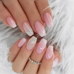 24pcs Press on Nails Flower Design Mid-length Ballet False Nail Fashion Brown Full Cover Manicure Tips Datachable Fake Nails Set 4