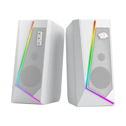 Redragon GS520 RGB Desktop Speakers, 2.0 Channel PC Stereo Speaker with 6 Colorful LED Modes, Enhanced Sound, White/Pink