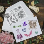Retro Punk Style Clear Stamps Gears Transparent Seals for DIY Scrapbooking Photo Album Decoration 4.3x6.3 inch 4
