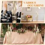 Floor Candelabra 5 Arm 42.5'' Tall Gold Candle Holder, Candelabra Centerpieces for Tables, Metal Candlestick Set with Acry 4
