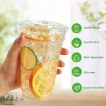 50Sets 12/16/20OZ Plastic Cups With Lids Clear Disposable Cups For Parties Iced Coffee Smoothie  Milkshake Cold Drinks 2