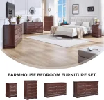 Dresser for Bedroom Farmhouse Cherry Wood Chest of Drawers for Bedroom Dresser, Rustic Wide Drawers Dressers 6