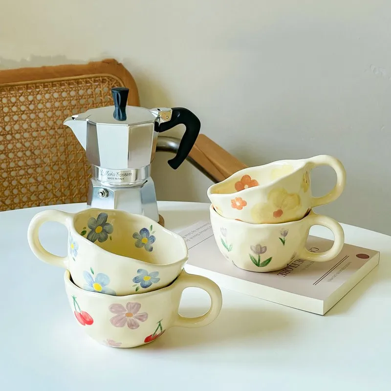 Hand Pinched Irregular Flower Ceramic Mugs Coffee Cups Milk Tea Cup Ins Korean Style Oatmeal Breakfast Mug Drinkware Kitchen cup Hand Pinched Irregular Flower Ceramic Mugs Coffee Cups Milk Tea Cup Ins Korean Style Oatmeal Breakfast Mug Drinkware Kitchen cup