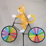 Animal Riding Three-dimensional Cartoon Modelling Windmill Creative Bicycle Wind Spinners Standing Pole Garden Yard Decoration 5