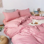 Ins Simple Style Duvet Cover Set with Pillowcases Flat Sheet No Comforter Grey Boys Girls Bedding Kit Single Twin Bed Linens 4