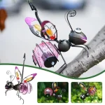 Solar Iron Insect Statue With LED Fairy Light Outdoor Waterproof Hanging Tree Ornament For Fence Yard Courtyard Garden Art Decor 3