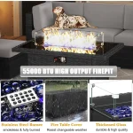 15-Piece Outdoor Patio Furniture Set with Fire Pit Table, Rattan Wicker Sectional Sofa with Coffee Table 4