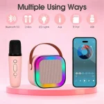 New Hot K12 Bluetooth Speaker Portable Home Cute Karaoke Mini Wireless Audio with Microphone K Song Family Singing Machine 5
