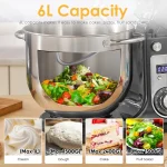 BioloMix Kitchen Food Stand Mixer, Blender, Quiet Motor, Cream Egg Whisk, Whip Dough Kneader, 6-Speed, 1200 W, 6 L, DC 5