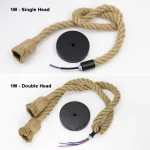 Vintage Hemp Rope Retro Ceiling Pendant Lamp E27 Base Loft Industrial Hanging Lamp Pendang Light Home Decoration DIY Decor Items 5