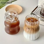 2/4/6PCS INS Glass Cup Heat-resistant Tumbler Drinkware Transparent Tea Juice Milk Coffee Mug Home Water Glasses Stripe Beer Mug 4