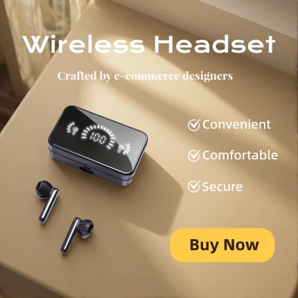 Bluetooth Earphones Mirror Style Wireless In-Ear Headphones with Microphone for Sports And Running Game Headset
