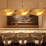 HandMade Vintage Bamboo Weaving LED Pendant Light Home Hanging Chandelier Lighting Living Room Kitchen Rattan Woven Lamp 2