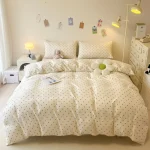 3pcs Satin Duvet cover set (1*Duvet Cover + 2*Pillowcase, Without Core), Black dot print Bedding Set, Soft Comfortable 4