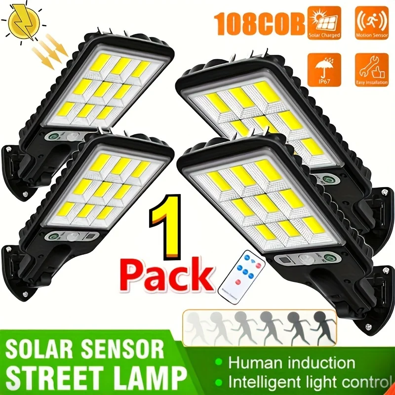 28SMD/108COB Sensor Street Lamp 3 Light Modes Outdoor Waterproof Security Solar Lamps for Garden Patio Path Remote Control Light 28SMD/108COB Sensor Street Lamp 3 Light Modes Outdoor Waterproof Security Solar Lamps for Garden Patio Path Remote Control Light