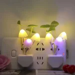 Novelty Mushroom Fungus Night Light EU & US Plug Light Sensor 220V 3 LED Colorful Mushroom Lamp Led Night Lights 6
