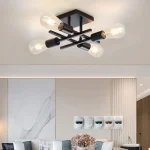 Modern Nordic 4-light ceiling light, E27 bulb base, living room, bedroom, study pendant light (without bulb) 2