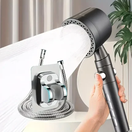 New High Pressure Water Saving Filter Shower Head 5 Modes Handheld Shower Head One Button Stop Bathroom Accessories Set