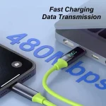2026 NEW 240W USB C Cable Dual Type C A To C Cord with Digital Screen Monitor Time 480Mbps High Speed Data Transfer Fast Charger 5