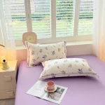 100% Cotton Lavender Print Duvet Cover Set 3-Piece (1 Duvet + 2 Pillowcases) - Breathable & Fade-Resistant, Bedding Set 3