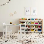 White Square Toddler Table and 2 Chairs Set - Sturdy Wooden Furniture for Arts, Crafts, and Snacks 5