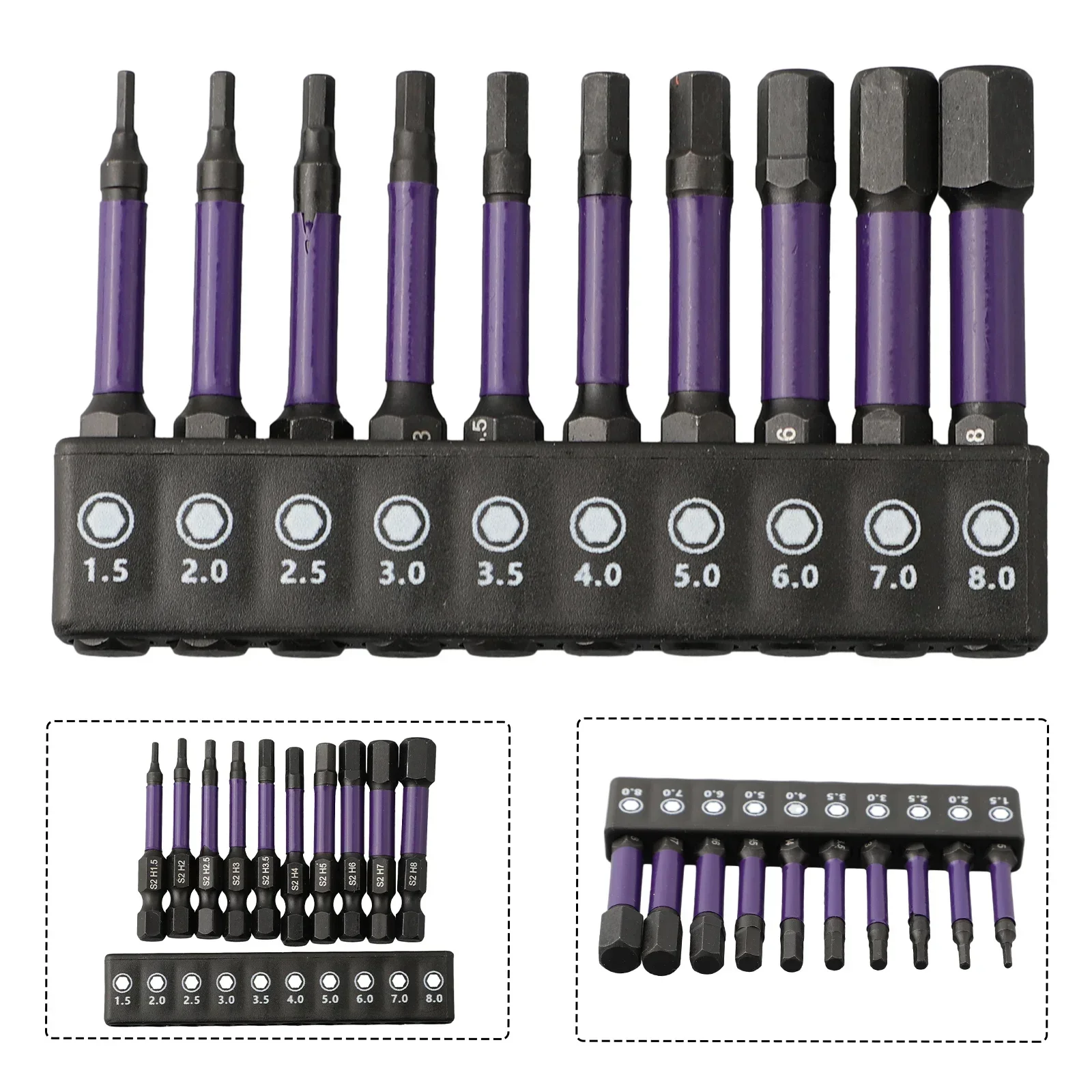 10Pcs Hex Head Wrench Drill Bit With Screwdrivers Bit Holder Set 1/4" Quick Release Shank Magnetic Screwdriver Bit Tools H1.5-H8 10Pcs Hex Head Wrench Drill Bit With Screwdrivers Bit Holder Set 1/4" Quick Release Shank Magnetic Screwdriver Bit Tools H1.5-H8