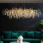 2025 Luxury Gold Crystal LED Chandeliers Living Dining Room Bedroom Lighting Lustre Ceiling Pendant Lamps Indoor Villa Lights Fi 3