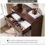 Dresser for Bedroom Farmhouse Cherry Wood Chest of Drawers for Bedroom Dresser, Rustic Wide Drawers Dressers 5