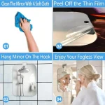 Bathroom Anti Fog Mirror Fogless Acrylic Shower Mirror with Wall Hook Portable Vanity Mirror for Men Shaving Women Makeup Travel 5