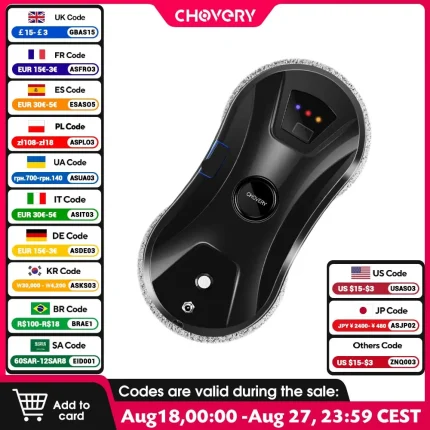 CHOVERY Vacuum Window Cleaner Automatic Water Spray Window Cleaning Robot Electric Glass Limpiacristales Remote Control