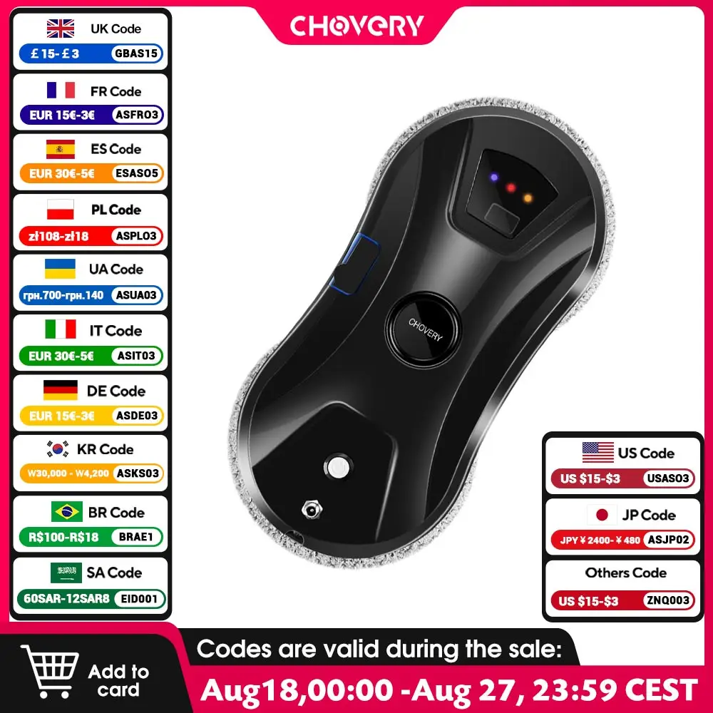 CHOVERY Vacuum Window Cleaner Automatic Water Spray Window Cleaning Robot Electric Glass Limpiacristales Remote Control CHOVERY Vacuum Window Cleaner Automatic Water Spray Window Cleaning Robot Electric Glass Limpiacristales Remote Control