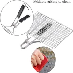 Barbecue Basket Stainless Steel Detachable Folding Square Grill For Roasting Fish Shrimp And Kabob Vegetables On The Stove 5