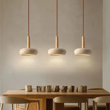 2024 New Hot Selling Pendant Lamps Wabi Sabi Circular Yellow Stone Commercial Home Decoration Restaurant Room LED Droplight
