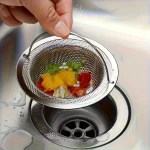 Stainless Steel Sink Strainer with Handle Rustproof Mesh Drain Filter Kitchen Bathroom Prevent Clogging Wash Fruits Vegetables 5