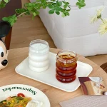 Glass Cup Household Corrugated Glass Cup Coffee Milk Cup Transparent Glasses Ice Juice Mug Tea Cup Drinkware Retro 5