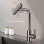 Stainless Steel Kitchen Faucet, Hot and Cold Mixing Tap, 4-Spray Modes Kitchen Faucet (Suitable for Farmhouse Kitchens, RVs, Lau 4