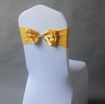 50 Pieces Wedding Decoration Birthday Party Chair Sash Bow Tie Spandex Band Ready Made For Banquet Hotel Luxury Satin Chair Sash 2