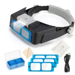 USB Charging Professional Head Wearing Magnifier 1.5x 2x 2.5x 3.5x Eye Loupe 4 Lens Lighted Magnifier For Watch Jeweler Repair 5