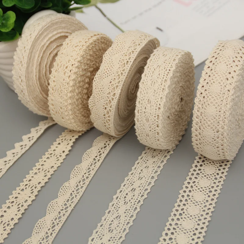 5 Meters Cotton Lace Trim Ribbon Beige Sewing Trim Lace Ribbon Crochet Lace Fabric DIY Wedding Party Craft Christmas Gift Decor 5 Meters Cotton Lace Trim Ribbon Beige Sewing Trim Lace Ribbon Crochet Lace Fabric DIY Wedding Party Craft Christmas Gift Decor