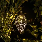 Outdoor Water Drop Shaped Solar Projection Light Waterproof Hollowed-out for Garden Patio Stair Fence Street Landscape Balcony 2