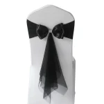 Wedding Decoration Elegant Ready Made Bow Tie Spandex Chair Sashes with Organza Long Tail Birthday Holiday Celebration 2